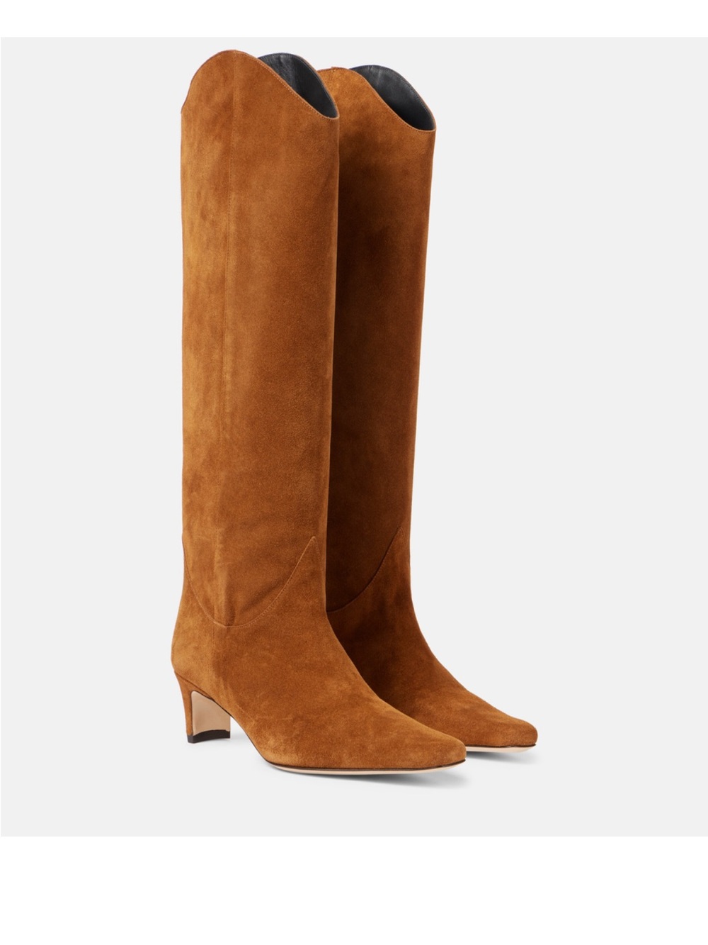 STAUD Over-the-Knee Suede Boots in Cognac Brown